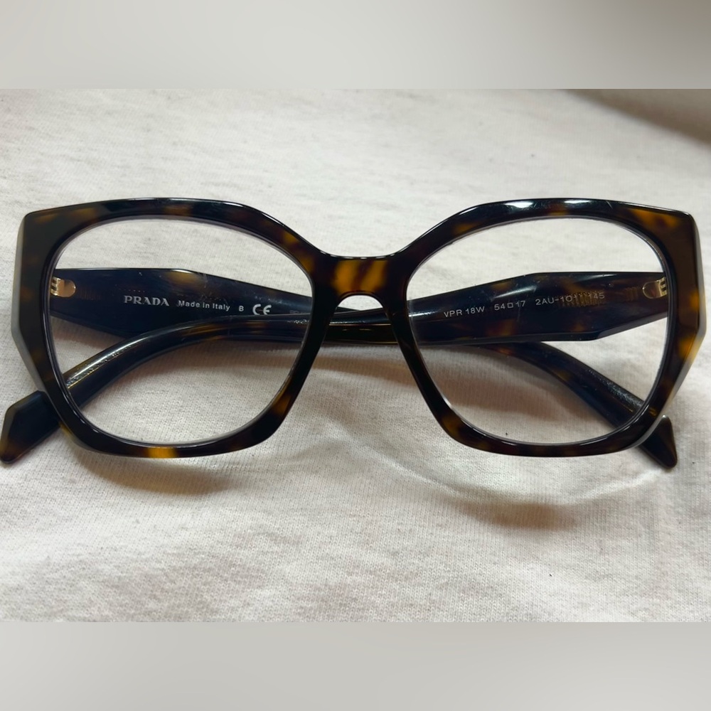 Prada VPR 18W Geometric Tortoise Cat Eye Eyeglasses with Case